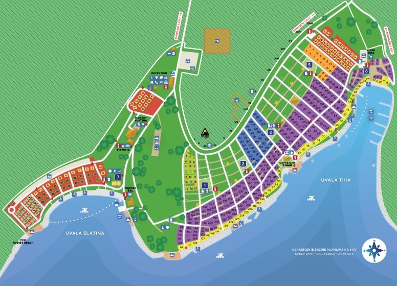 Mapa układu kempingu na wyspie Cres